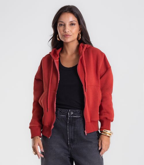 Jaqueta Feminina Com Capuz Moletom Felpado Endless Laranja