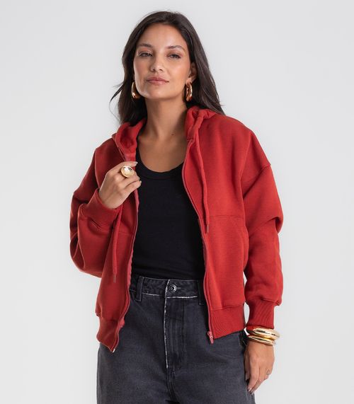 Jaqueta Feminina Com Capuz Moletom Felpado Endless Laranja