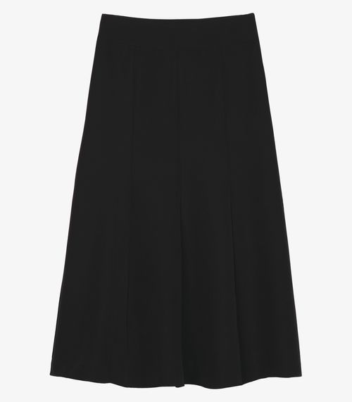 Saia Feminina Midi Evasê Em Alfaiataria Endless Preto