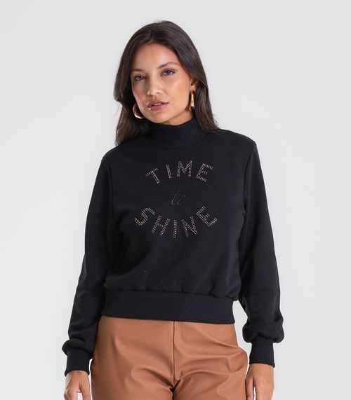 Blusão Feminino Moletom Gola Alta Endless Preto