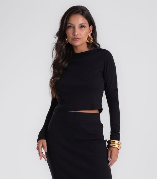 Conjunto Feminino Blusa com Saia Midi Endless Preto