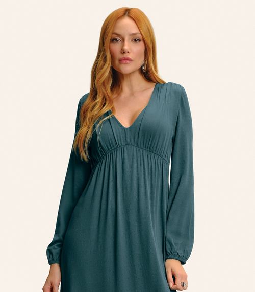 Vestido Feminino Midi Manga Bufante Endless Verde