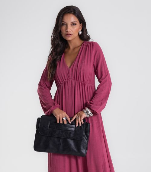 Vestido Feminino Midi Manga Bufante Endless Vermelho