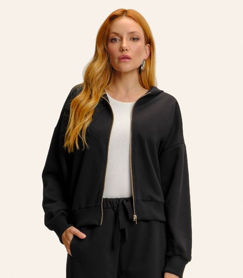 Conjunto Jaqueta Com Capuz E Calça Endless Preto