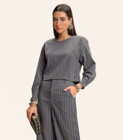 Blusa Feminina Manga Longa Listrada Endless Cinza