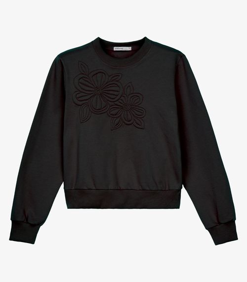 Blusão Feminino Moletom Bordado Felpado Endless Preto