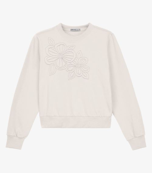 Blusão Feminino Moletom Bordado Felpado Endless Bege