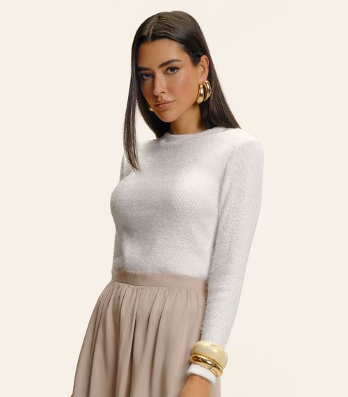 Blusa Feminina Manga Longa Tricot Felpudo Endless Bege