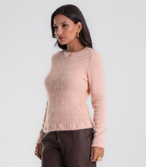 Blusa Feminina Manga Longa Tricot Felpudo Endless Rosa