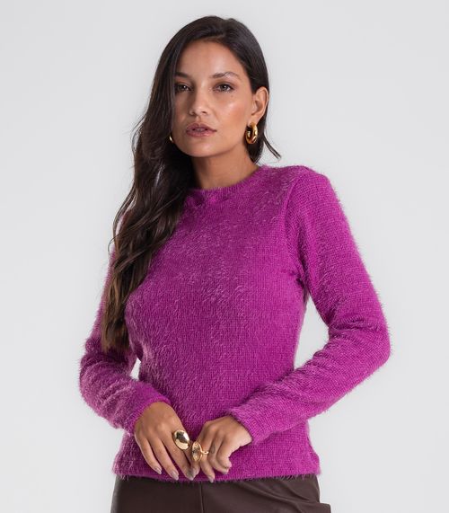 Blusa Feminina Manga Longa Tricot Felpudo Endless Roxo