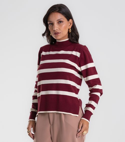 Blusa Feminina Tricot Listrado Endless Vermelho