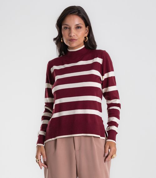 Blusa Feminina Tricot Listrado Endless Vermelho