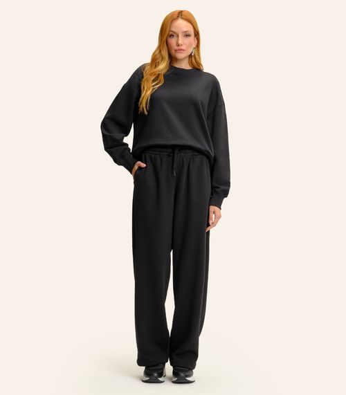 Calça Pantalona Moletom Felpado Básico Endless Preto