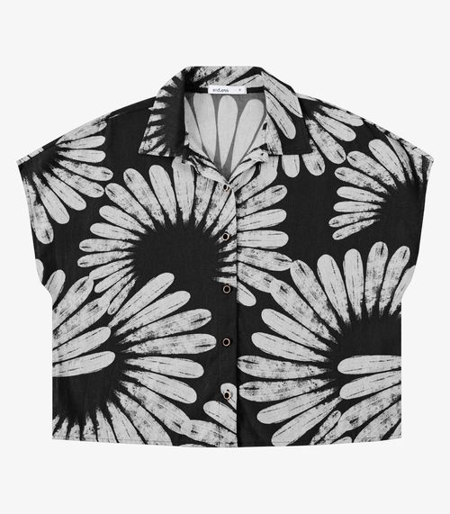 Camisa Feminina Manga Curta Estampada Endless Preto