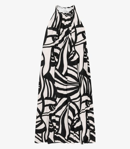 Vestido Feminino Longo Evasê Estampado Endless Preto