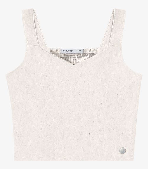 Top Feminino Bengaline Decote V Endless Bege
