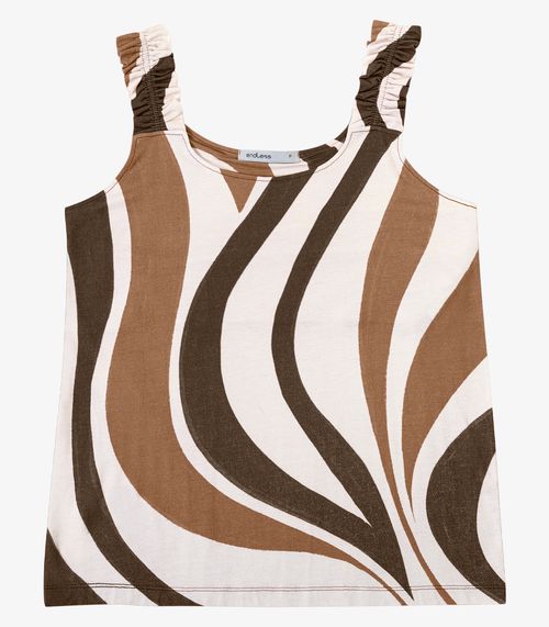 Regata Feminina Viscose Estampada Endless Marrom