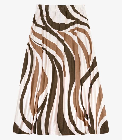 Saia Feminina Super Midi Evasê Estampada Endless Marrom