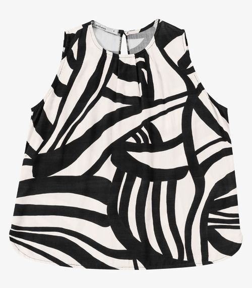 Regata Feminina Tecido Viscose Estampada Endless Preto