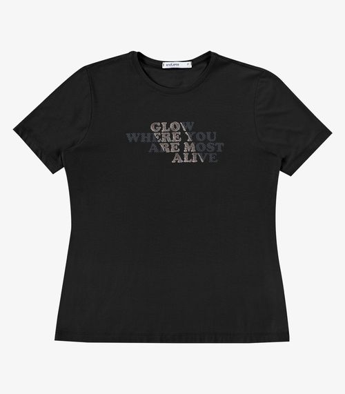 Blusa Feminina Com Estampa Em Foil Viscose Endless Preto