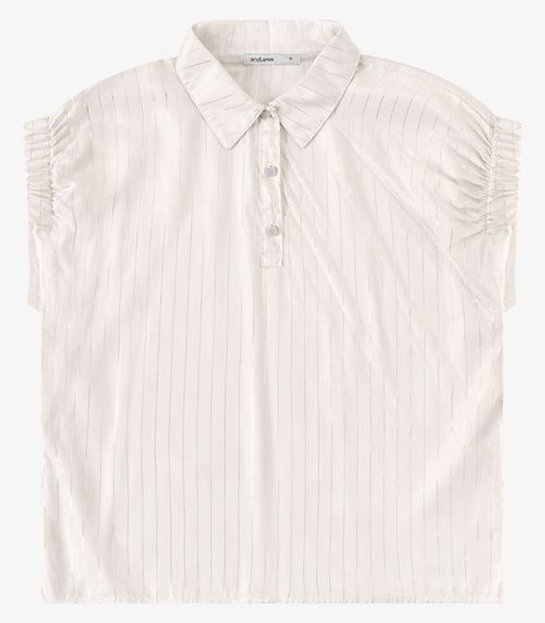 Blusa Feminina Box Listrada Sem Manga Endless Bege
