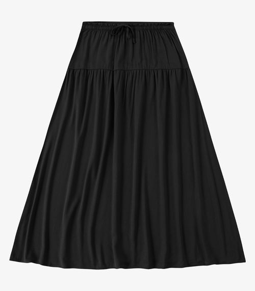 Saia Feminina Super Midi Evasê Lisa Endless Preto