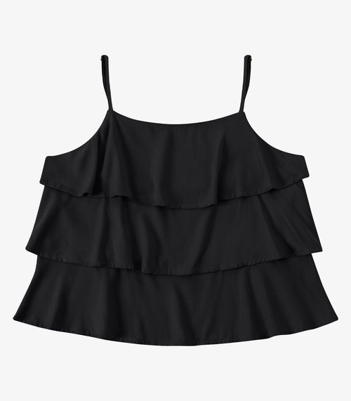 Blusa Feminina  De Alça Com Babados Endless Preto