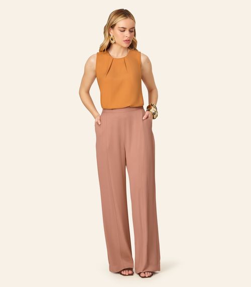 Calça Feminina Alfaiataria Em Viscose Endless Marrom