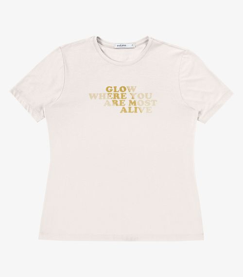 Blusa Feminina Com Estampa Em Foil Viscose Endless Bege