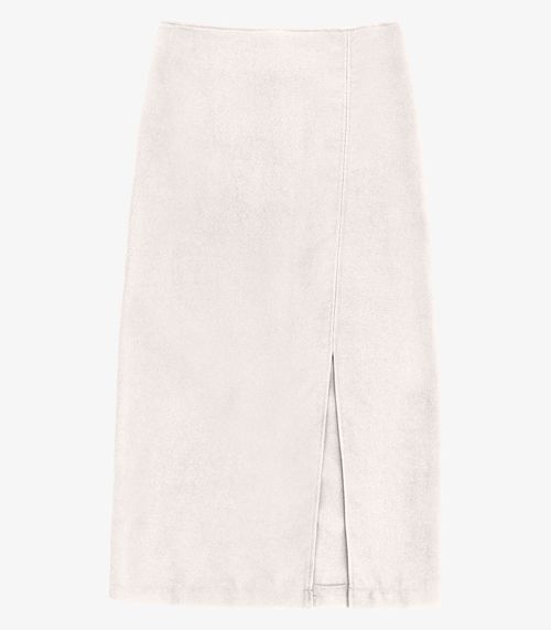 Saia Feminina Lápis Midi Alfaiataria Endless Bege