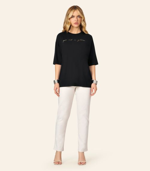 Blusa Feminina Ampla Com Estampa Endless Preto
