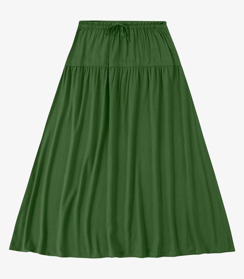 Saia Feminina Super Midi Evasê Lisa Endless Verde