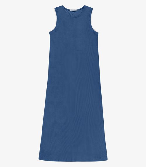 Vestido Feminino Midi Rm Ribana Liso Endless Azul