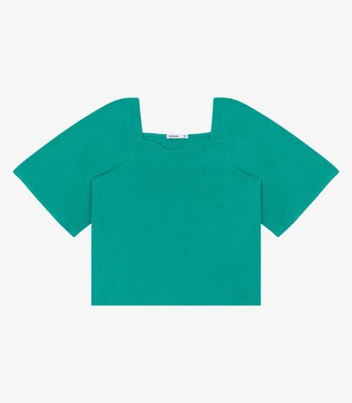 Blusa Feminina Manga Ampla Em Tecido Linho Endless Verde