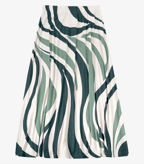Saia Feminina Super Midi Evasê Estampada Endless Verde