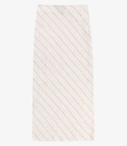 Saia Feminina Super Midi Viscolinho Lurex Endless Bege