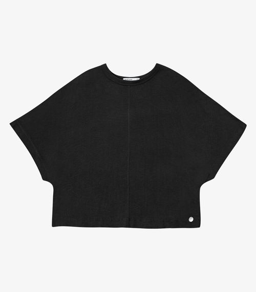 Blusa Feminina Ampla Viscotricot E Ribana Endless Preto