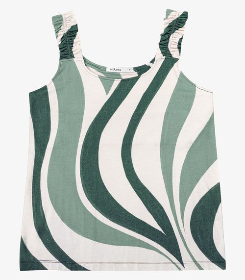 Regata Feminina Viscose Estampada Endless Verde