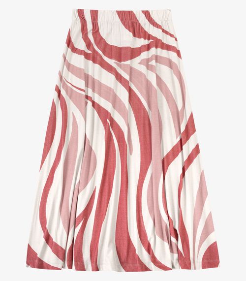 Saia Feminina Super Midi Evasê Estampada Endless Rosa