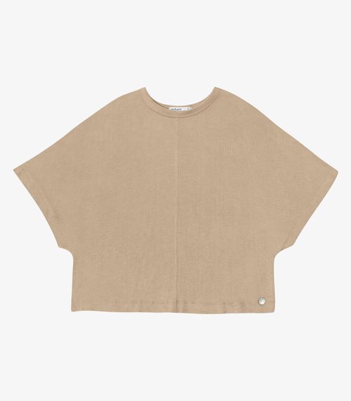 Blusa Feminina Ampla Viscotricot E Ribana Endless Bege