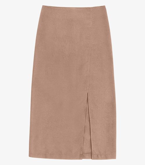 Saia Feminina Lápis Midi Alfaiataria Endless Marrom