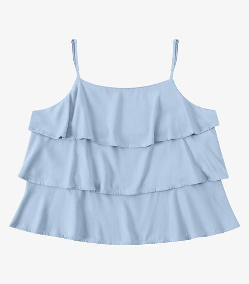 Blusa Feminina  De Alça Com Babados Endless Azul