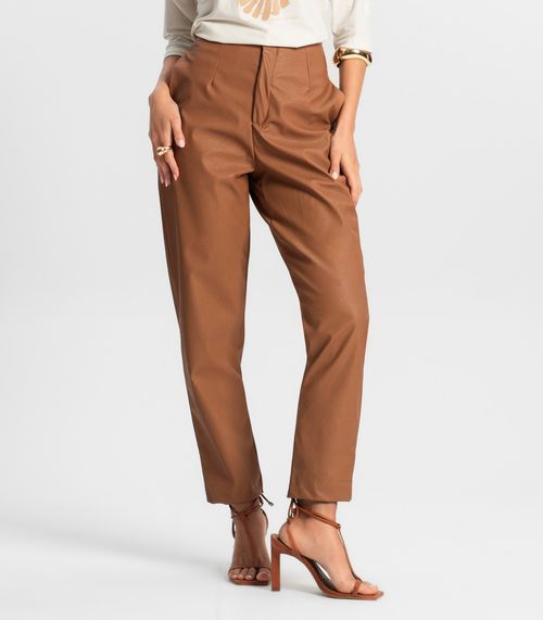 Calça Feminina Reta Courino Endless Marrom