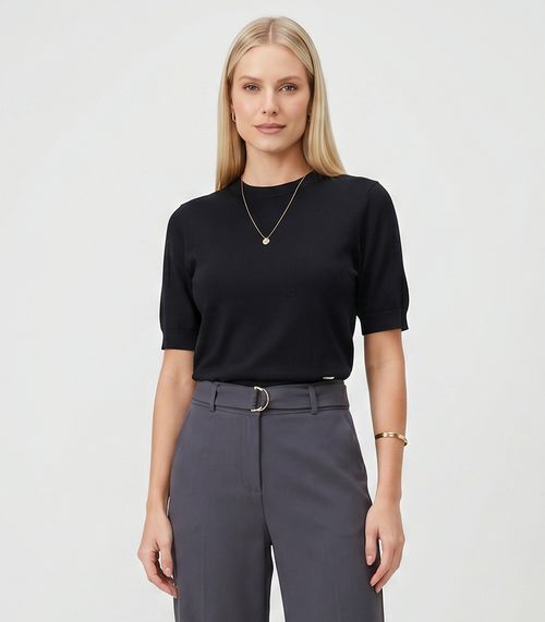Blusa Feminina Manga Curta Tricot Endless Preto