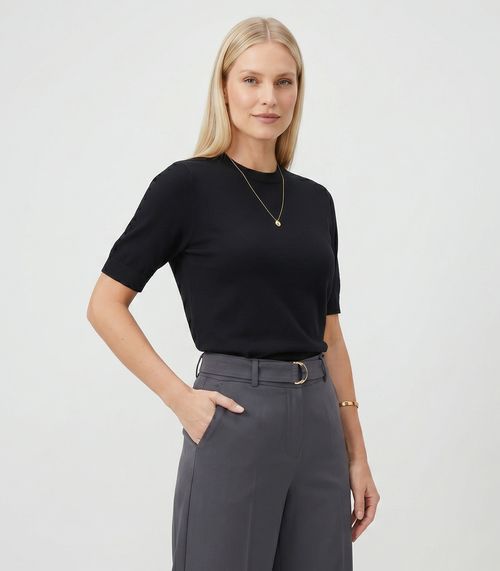 Blusa Feminina Manga Curta Tricot Endless Preto