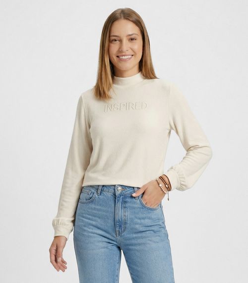 Blusa Feminina Manga Longa Viscose Endless Bege