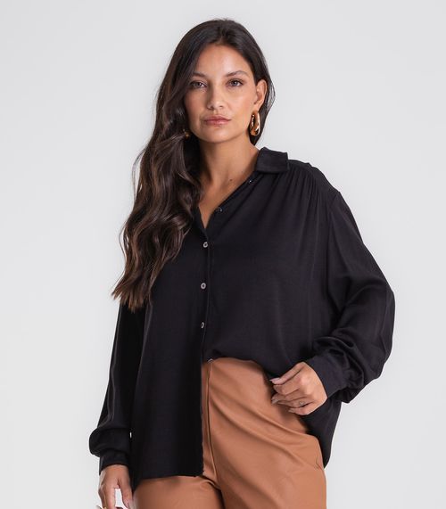 Camisa Feminina Viscose Manga Longa Endless Preto