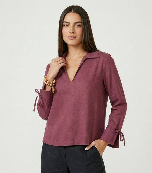 Camisa Feminina Manga Longa Decote V Endless Vermelho