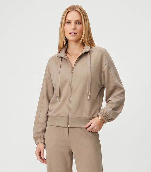 Jaqueta Feminina Gola Alta Com Cadarço Endless Marrom