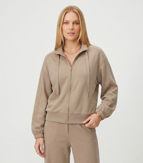 Jaqueta Feminina Gola Alta Com Cadarço Endless Marrom
